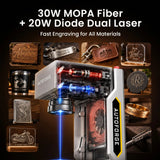 Monport Autoforge XPro 30W Fiber + 20W Diode Fiber Laser Engravers view 5