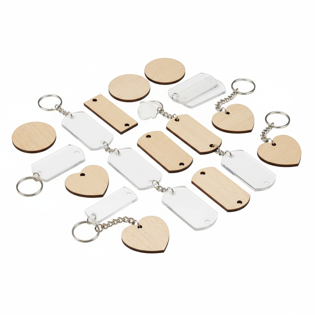 KeyCraft Laser Engraving Keychain and Tag Blank Set on white background