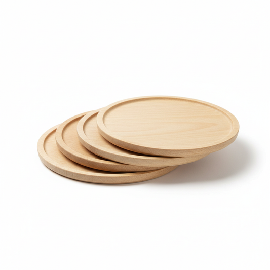 RoundGrain Wood Laser Engraving Coaster Blanks on white background